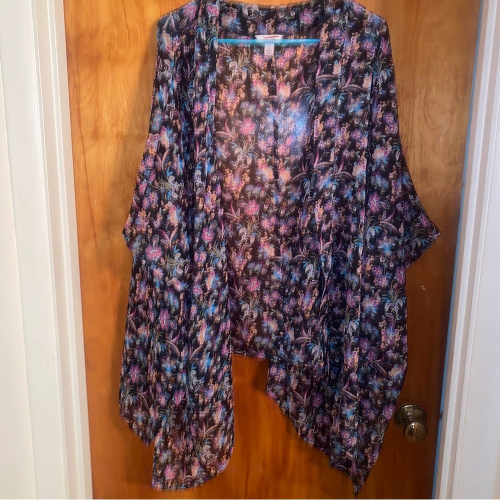 Arizona Jean Co Kimono Black with flowers and pockets. SZ XL - Picture 4 of 4
